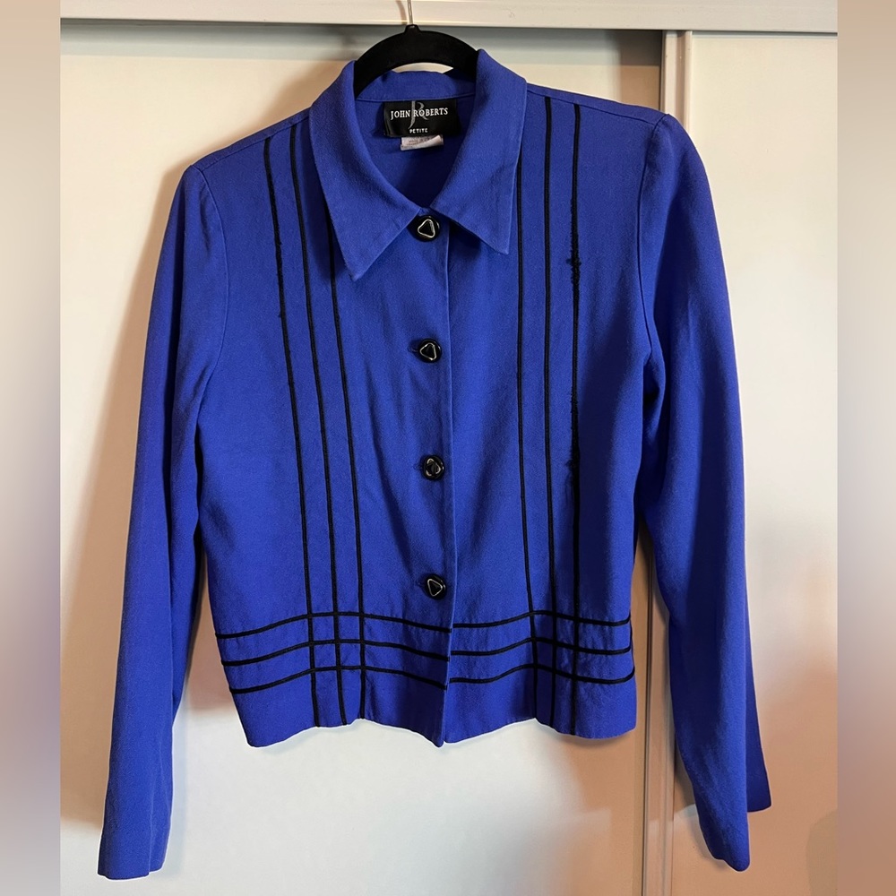 Vintage blue jacket with black trim